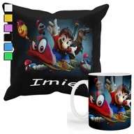 Gadżety dla niej i dla niego - ZESTAW KUBEK + PODUSZKA Z POSZEWKĄ- PREZENT DLA FANA GRY SUPER MARIO+ IMIĘ - miniaturka - grafika 1