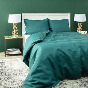 Dekoria pl pl Komplet pościeli lnianej Linen 200x200cm emerald green 200 x 200 cm 2 poszewki 60 x 50 cm 765-159-09 - Pościel - miniaturka - grafika 1