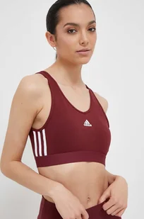 adidas biustonosz sportowy kolor bordowy - Bielizna sportowa damska - miniaturka - grafika 1