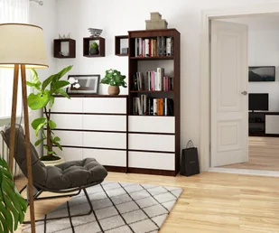 REGAŁ BIUROWY R 60 cm CLP 3 SZUFLADY 2 PÓŁKI WENGE / BIAŁY - Regały biurowe - miniaturka - grafika 7