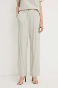 Sisley spodnie damskie kolor beżowy proste high waist - Spodnie damskie - miniaturka - grafika 1