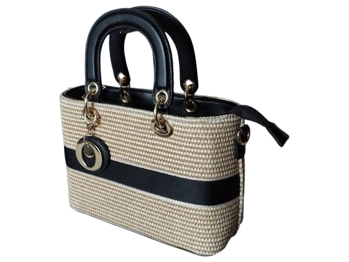 Torebka Damska, Mała Pleciona Listonoszka Na Ramię Z Eko-Skóry, Czarny