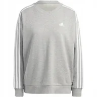 Bluzy damskie - Bluza damska adidas Essentials 3-Stripes szara IC9905 L - miniaturka - grafika 1