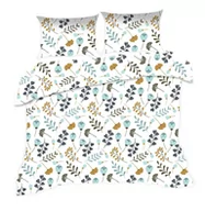 Pościel - Pościel 160x200 biała niebieskie kwiatki gałązki Classic - miniaturka - grafika 1