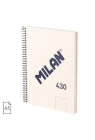 Zeszyt na spirali A5/80K gładki 1918 beżowy MILAN - Zeszyty szkolne - miniaturka - grafika 1