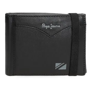 Pepe Jeans Kurtka Portfel z elastyczną taśmą Czarny 11,5x8,5x1 cm Skóra by Joumma Bags, Czarny (Black), Talla única, Portfel z elastyczną tasiemką - Portfele - miniaturka - grafika 1