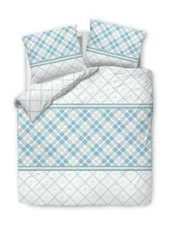 Darymex Pościel bawełniana 220x200 biała turkusowa kratka romby 71466/1 Cottonlove 3 - Pościel - miniaturka - grafika 1