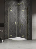 Kabiny prysznicowe - Kabina prysznicowa półokrągła 80x80 złota K-4576 Nesta New Trendy Gold - miniaturka - grafika 1