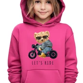 Bluzy dla dziewczynek - BLUZA DZIECIĘCA Z Kapturem 140 cm Malinowa PLUSZAK MOTOR Ciekawe Wzory - miniaturka - grafika 1