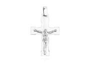 Biżuteria religijna - Valerio.pl Elegancki duży rodowany srebrny gładki krzyżyk krzyż z wizerunkiem Chrystusa srebro 925 KS0203C KS0203C - miniaturka - grafika 1