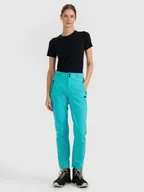 Odzież trekkingowa damska - 4F Spodnie trekkingowe softshell membrana 10000 damskie - turkusowe L - miniaturka - grafika 1