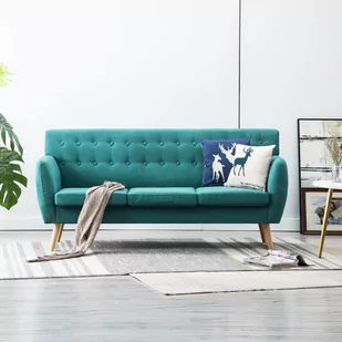 vidaXL 3-osobowa sofa tapicerowana tkaniną, 172x70x82 cm, zielona - Sofy i kanapy - miniaturka - grafika 1