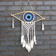 Dekoracje domu - Ochronny Dreamcatcher - Makrama Evil Eye - Czarny - miniaturka - grafika 1