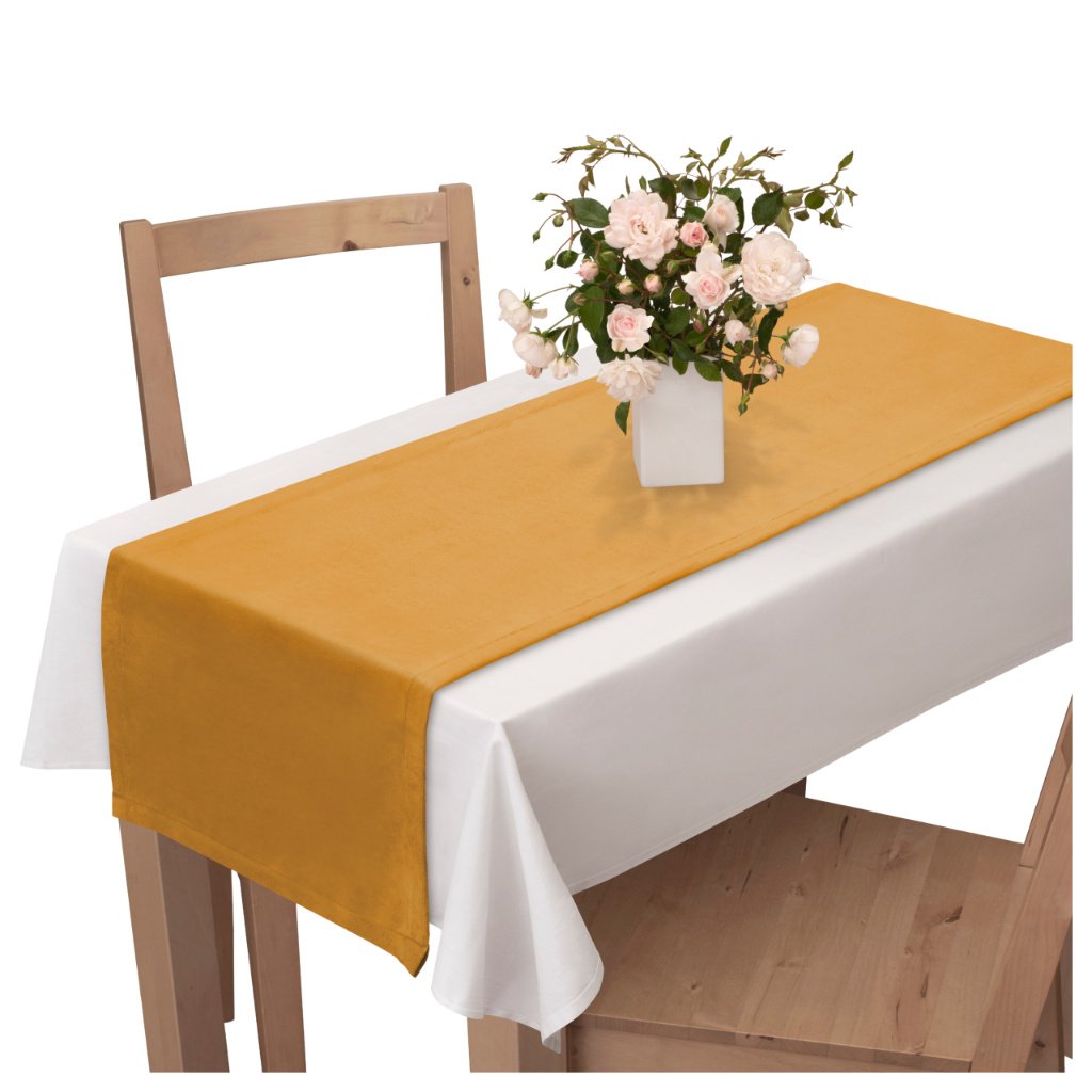 Voppi Musztardowy bieżnik z grubego weluru 40x250 cm bieżnik welurowy