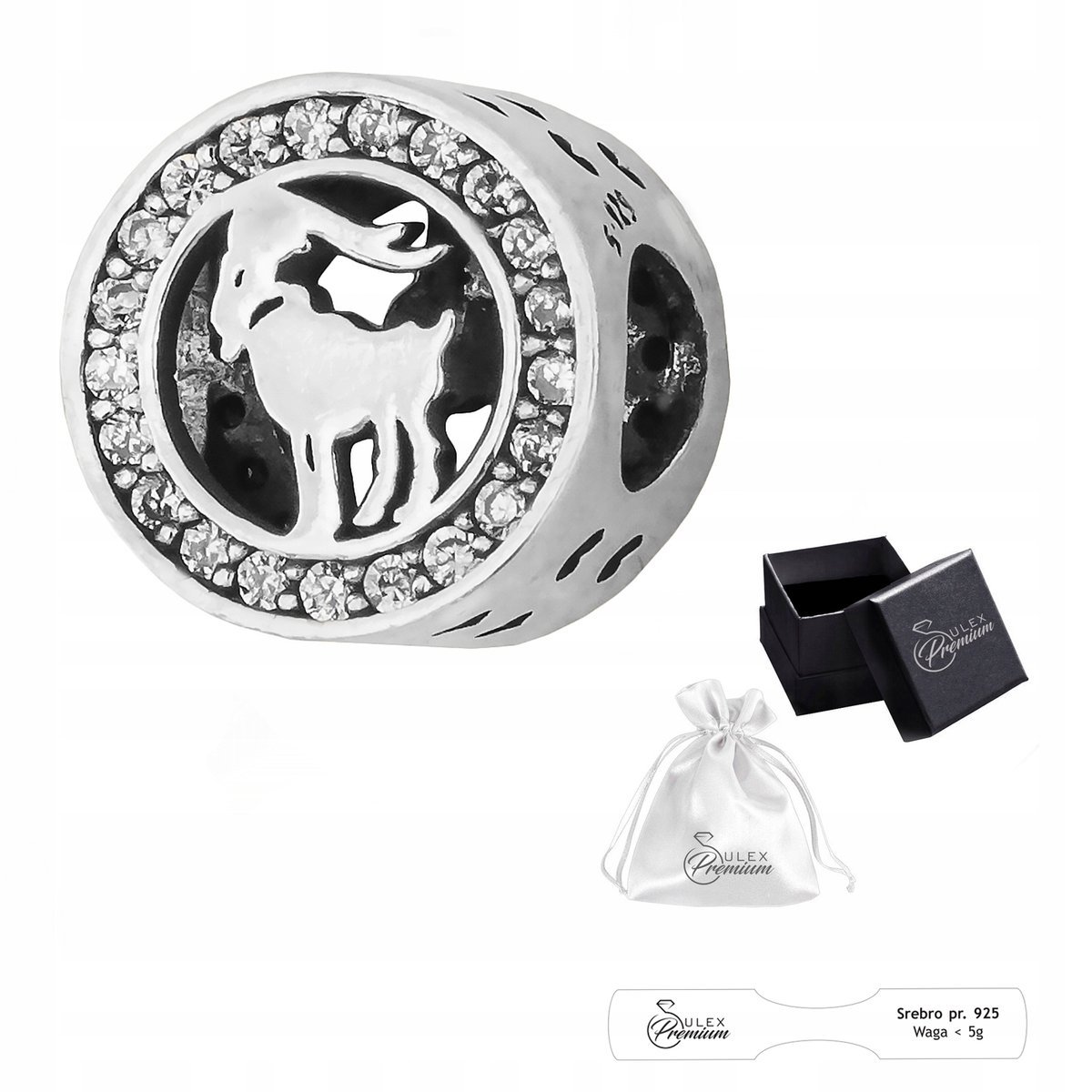Charms srebro 925 Element do Bransolet Modułowych Znak Zodiaku Koziorożec