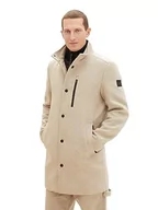 Płaszcze męskie - TOM TAILOR Męski płaszcz wełniany 1037349, 32520 beżowo-brązowy wool strukturre, XXL, 32520 – struktura wełny beżowej brązowej, XXL - miniaturka - grafika 1