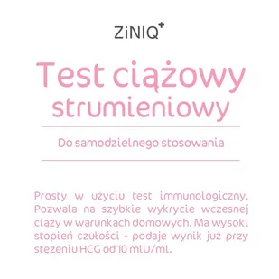 TITLIS SPÓŁKA Z OGRANICZONĄ ODPOWIEDZIALNOŚCIĄ ZINIQ Test ciążowy strumieniowy 1 sztuka - Testy ciążowe i diagnostyczne - miniaturka - grafika 1