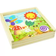Układanki dla dzieci - Drewniane klocki Kostka Sorter  wielofunkcyjny układanka puzzle - miniaturka - grafika 1