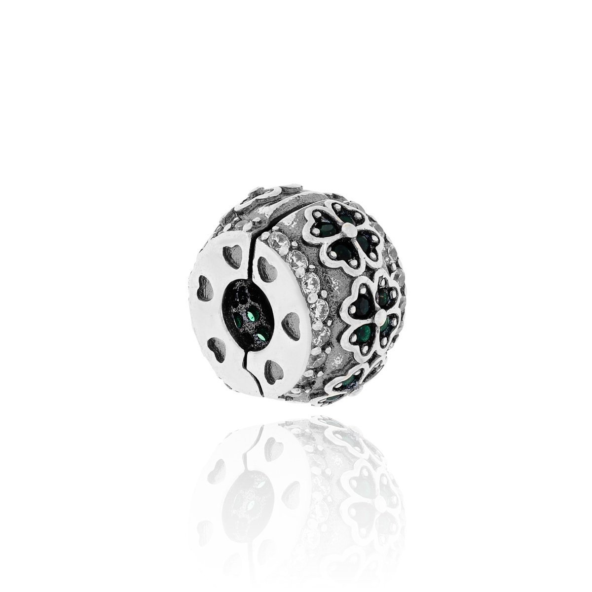 Srebrna zawieszka do bransoletki charms/klips koniczynka pr.925