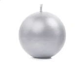 Gadżety na imprezę - PartyDeco Świeca "Kula" (FI 80) metalik, srebrna, 1 szt SKUMET80-018/1 - miniaturka - grafika 1