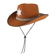 Czapki damskie - Kapelusz Zastępcy Szeryfa Brązowy Z Gumką 58 Cm - miniaturka - grafika 1