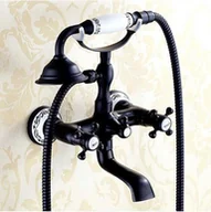 Baterie wannowe i prysznicowe - Bateria wannowa retro FELICE czarna - miniaturka - grafika 1