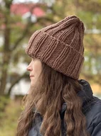 Czapki damskie - Buran - zimowa czapka z wełny peruwiańskiej karmelowy brąz - miniaturka - grafika 1