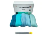 Dekoratorstwo - Wełna merynos, zestaw kolorów, 3 igły: błękitny - miniaturka - grafika 1