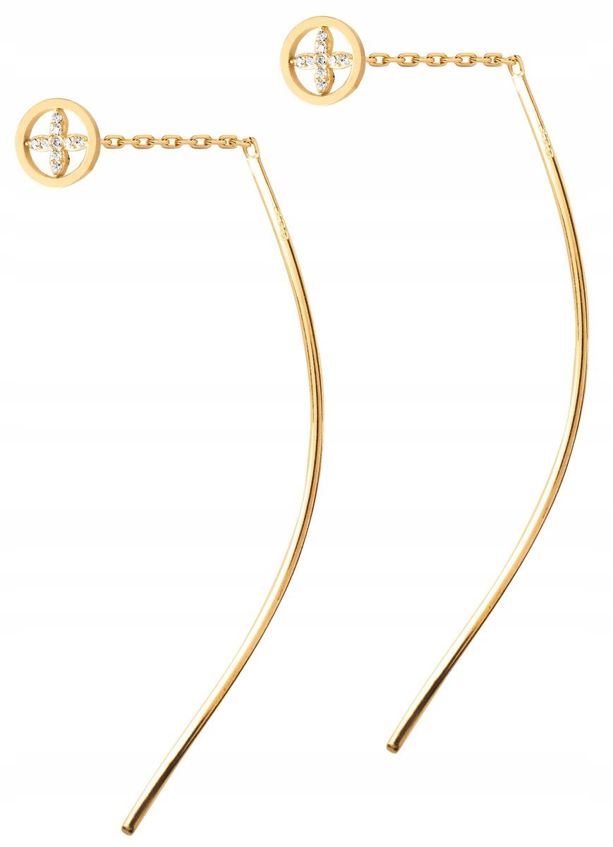 PIĘKNE ZŁOTE KOLCZYKI PRZETYKANE KWIATKI KÓŁKA 333