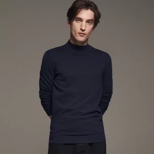 Swetry męskie - Reserved - Gładki sweter z półgolfem - Granatowy - grafika 1