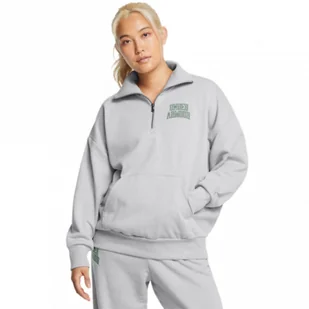 Damska bluza dresowa nierozpinana bez kaptura Under Armour UA Icon Hwt Terry Os Qz - szara - Bluzy damskie - miniaturka - grafika 1