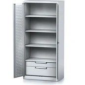 Szafy i regały magazynowe - Szafa warsztatowa MECHANIC, 1950 x 920 x 500 mm, 3 półki, 2 szuflady, szare drzwi - miniaturka - grafika 1