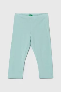 Spodnie i spodenki dla dziewczynek - United Colors of Benetton legginsy dziecięce kolor zielony gładkie - grafika 1
