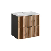 Szafki łazienkowe - Szafka Łazienkowa Wisząca z Umywalką 82-60-D-2S Xilo Comad Dąb Wotan, Szary Skalny - miniaturka - grafika 1