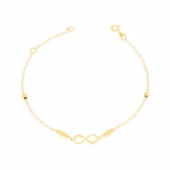 Bransoletki - Złota bransoletka celebrytka znak nieskończoności i gładkie kulki 16+3 cm pr. 585 - miniaturka - grafika 1