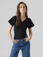 Bluzki damskie - Vero Moda Bluzka Ginny 10278323 Czarny Slim Fit - miniaturka - grafika 1