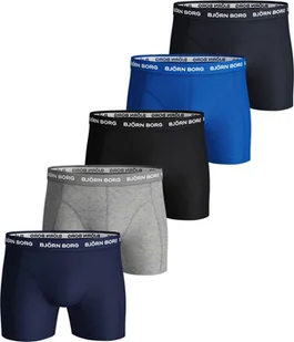BJÖRN BORG bokserki męskie 5-pak - Spodnie, bawełna stretch, logo w pasie niebieski/szary/czarny M - Majtki męskie - miniaturka - grafika 1