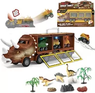 Samochody i pojazdy dla dzieci - CIĘŻARÓWKA DINOZAUR AUTO LAWETA TIR Z AUTKAMI WYRZUTNIA ZJEŻDŻALNIA - miniaturka - grafika 1