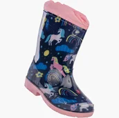Buty dla dziewczynek - Kalosze Dziecięce Buty Lekkie Gumowce z jednorożcami Granatowe Wojtyłko 28 - miniaturka - grafika 1