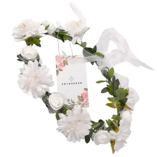 Biały Wianek Opaska do Włosów Na Głowę Róże KWIATY OZDOBA Stroik Boho - Ozdoby do włosów - miniaturka - grafika 1