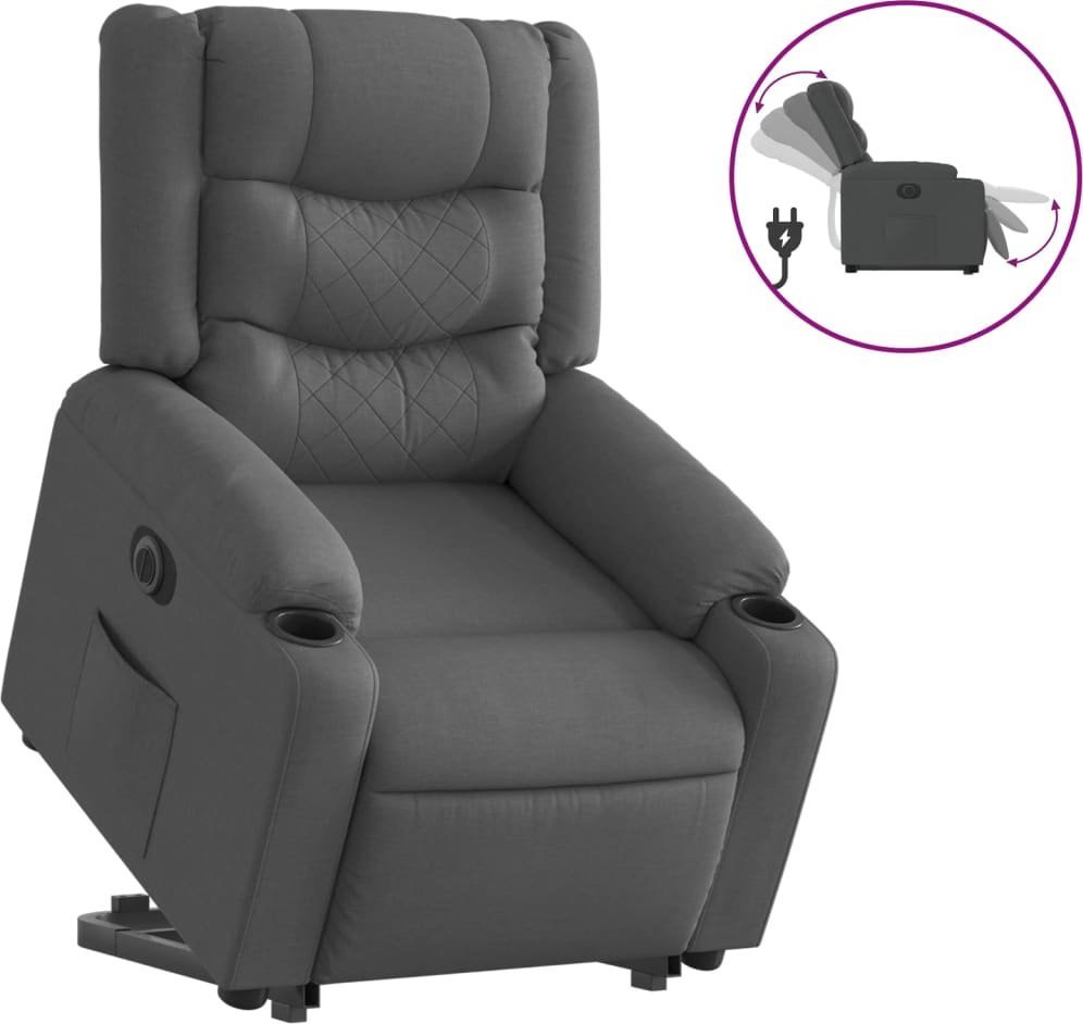 Podnoszony fotel masujący, elektryczny, rozkładany, ciemnoszary