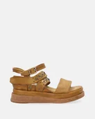 Sandały damskie - Żółte sandały na koturnie - Venezia - miniaturka - grafika 1