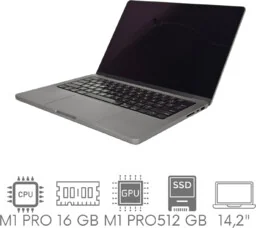 Apple MacBook Pro 14 A2442 M1 PRO 16GB 512GB SSD 14,2" Liquid Retina XDR 3024x1964 WiFi BT Kam OS Sequoia PL Gw12mc - Elektronika OUTLET - miniaturka - grafika 1