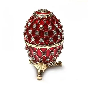 SZKATUŁKA W STYLU JAJA FABERGÉ Z CZERWONYM EMALIOWANYM WYKOŃCZENIEM - Pudełka i szkatułki - miniaturka - grafika 1
