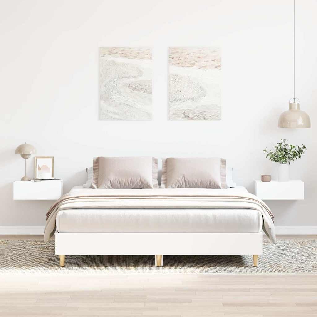 Rama łóżka bez materaca biała 140x200 cm drewno klejone