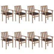Fotele i krzesła ogrodowe - vidaXL Lumarko Sztaplowane krzesła ogrodowe z poduszkami, 8 szt., tekowe! 3073456 - miniaturka - grafika 1