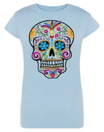 Koszulki i topy damskie - T-Shirt damski kolorowy nadruk CZASZKA r.XXL - miniaturka - grafika 1