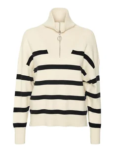 Vero Moda Sweter "Saba" w kolorze czarno-kremowym - Swetry damskie - miniaturka - grafika 1