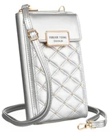 Torebki damskie - Torebka damska na ramię portfel piórnik z kieszenią na telefon Cavaldi, srebrny - miniaturka - grafika 1