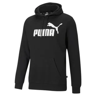 Męska bluza z kapturem z dużym logo Essentials PUMA Black - Bluzy sportowe męskie - miniaturka - grafika 1